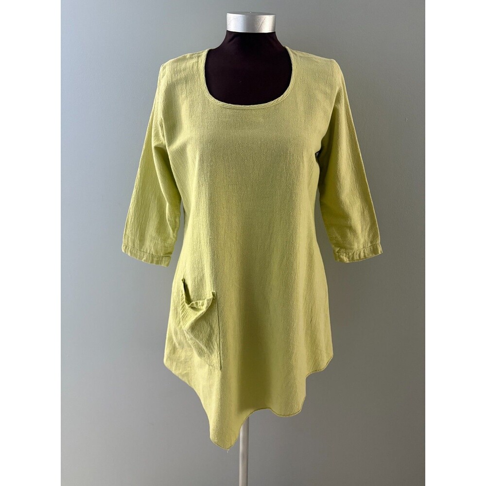 Vintage Magdalena Tunic Top Size Medium Green Gauze Swing Boho Beach Oversize